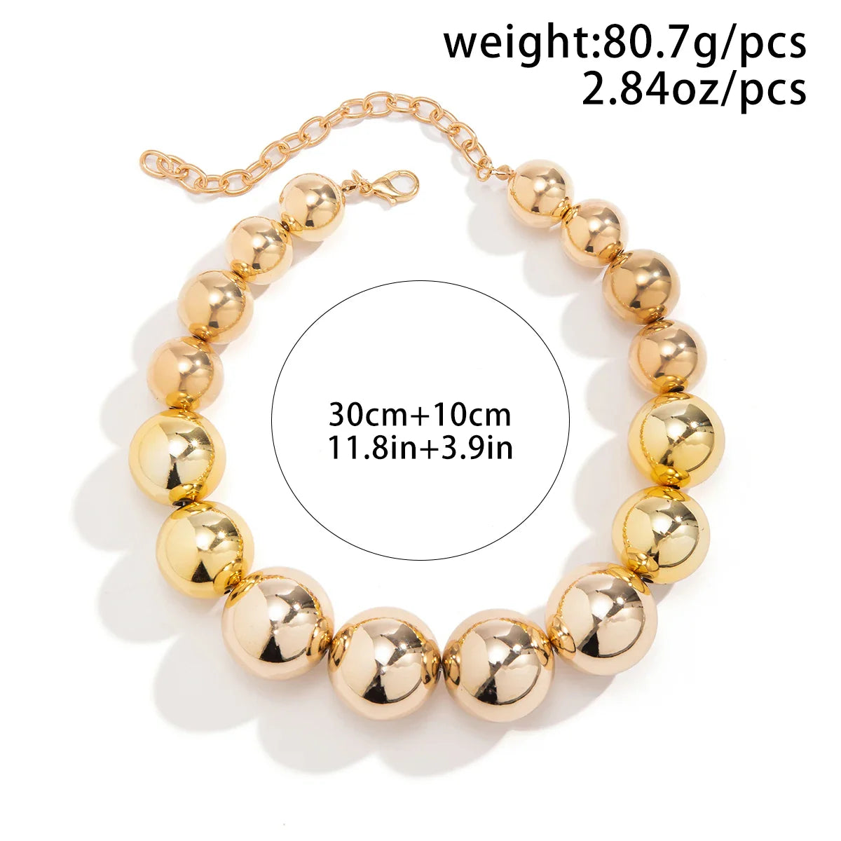 Women Big Ball Bead Chain Necklace