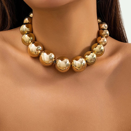 Women Big Ball Bead Chain Necklace